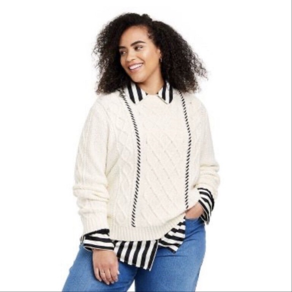 La Ligne Sweaters - La Ligne Target Chunky Cable Knit Sweater Stitch Holiday Festive Winter Preppy